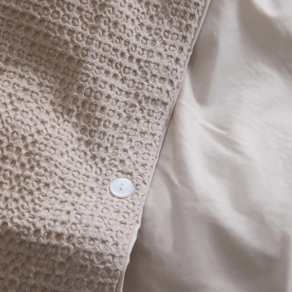 Quince 100% Organic Cotton Waffle Sand Duvet Cover! King/ Cal King  (783) - Picture 5 of 12